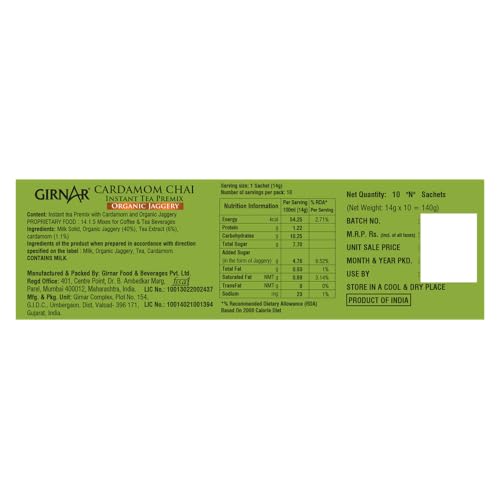 Girnar Instant Cardamom Chai Premix With Organic Jaggery