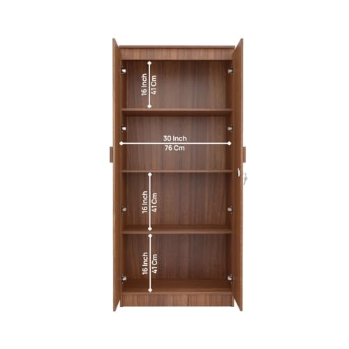 Image of COUCH CULTURE Engineering Wooden Wardrobe Almirah for Cloth with 2 Doors | Almirah for Clothes Wooden | Wardrobe Organizer | Multipurpose | Leon Teak, Model - Sydney 1 Year Warranty