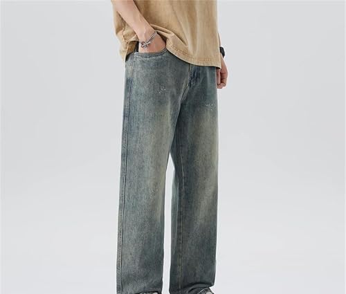 Mens Jeans Loose Straight Leg Trendy High Street Wide Leg Long Pants Spring Summer Casual Wear3
