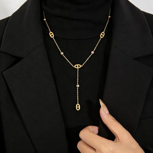 Collier Y doré femme chic pour sublimer une robe de soirée décolletée