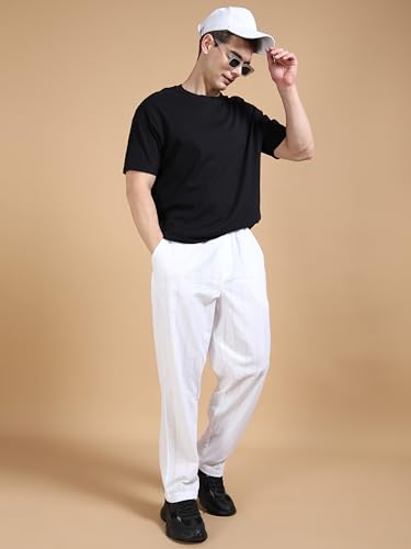 Image of StitchX Men's Airport Look Textured Seersucker Cotton Jogger Trousers S-4XL