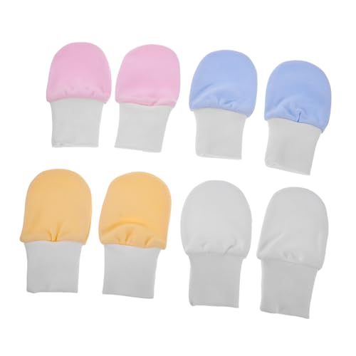 4 Pairs Newborn Baby Mittens Cotton Wrist Gloves No Scratch Infant Toddler Unisex Newborn Mittens for 0-6 Months Boys Girls - Main Image