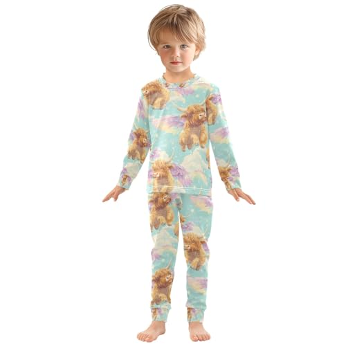 senya Highland Cattle with Wings Pajamas Set Long Sleeve Soft Cotton Sleepwear 2 Piece3