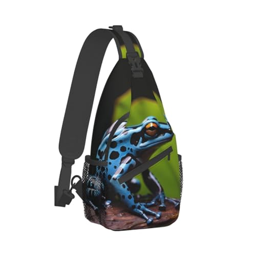 Mochila tipo sling con diseño azul ajustable unisex miniatura 2