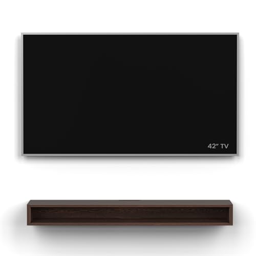 Image of BLUEWUD Kyvid Large Engineering Wood Wall Mount TV Entertainment Unit Set Top Box Stand /TV Cabinet Panel with Shelves for Books & Decor Display Unit Large Upto 50 Inches (Wenge)