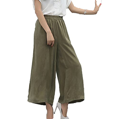 Pantalon large d'été pour femme avec poches et taille élastique confortable