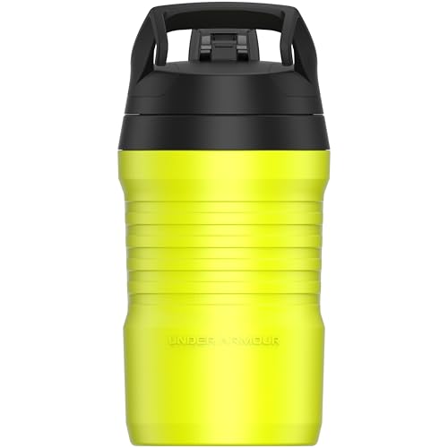 Image of Under Armour 32 oz Insulated Water Bottles - Sports Water Jug with Fence Hook, Leak Resistant for Baseball, Football & More, 32 oz Insulated, Hi Vis Yellow /Black