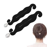 SGERUFZ 2 Pcs Magischer Haarknoten Upgraded Haarhalter mit Perlenbrötchen, Schwamm Clips und Twist Lockenwicklern, Perfekt für stylische Haar-Dutts und Brötchen (Schwarz)