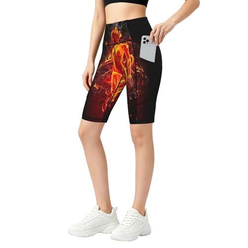 Short de yoga doux imprimé flamme EdWal élastique et respirant