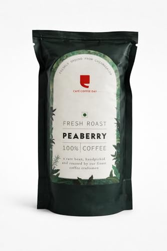 Image of Cafe Coffee Day - PEABERRY 100% Coffee - 200gm each (Pack of 4) | Medium to Dark Roast | South Indian Filter Coffee | Fresh from Chikmagalur factory