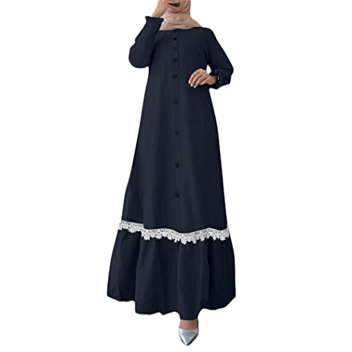 Robe musulmane vintage YIOLEAMP avec dentelle et volants pour femme
