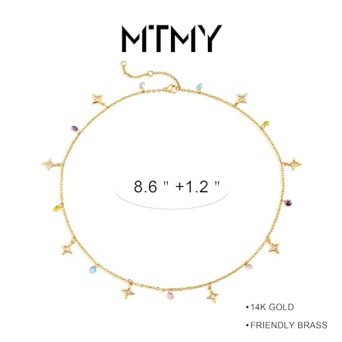 Image of MTMY Gold Anklets for Women 14K Gold Plated Tiny Bead Anklet Colorful Tassel Foot Chain Dainty Adjustable Cute Summer Beach Boho Anklets Jewelry Gift