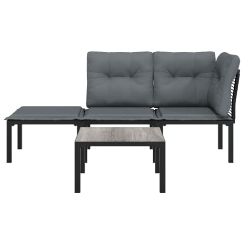 Table basse de jardin gris 55x55x31 cm en DPC et acier pour terrasse - 8