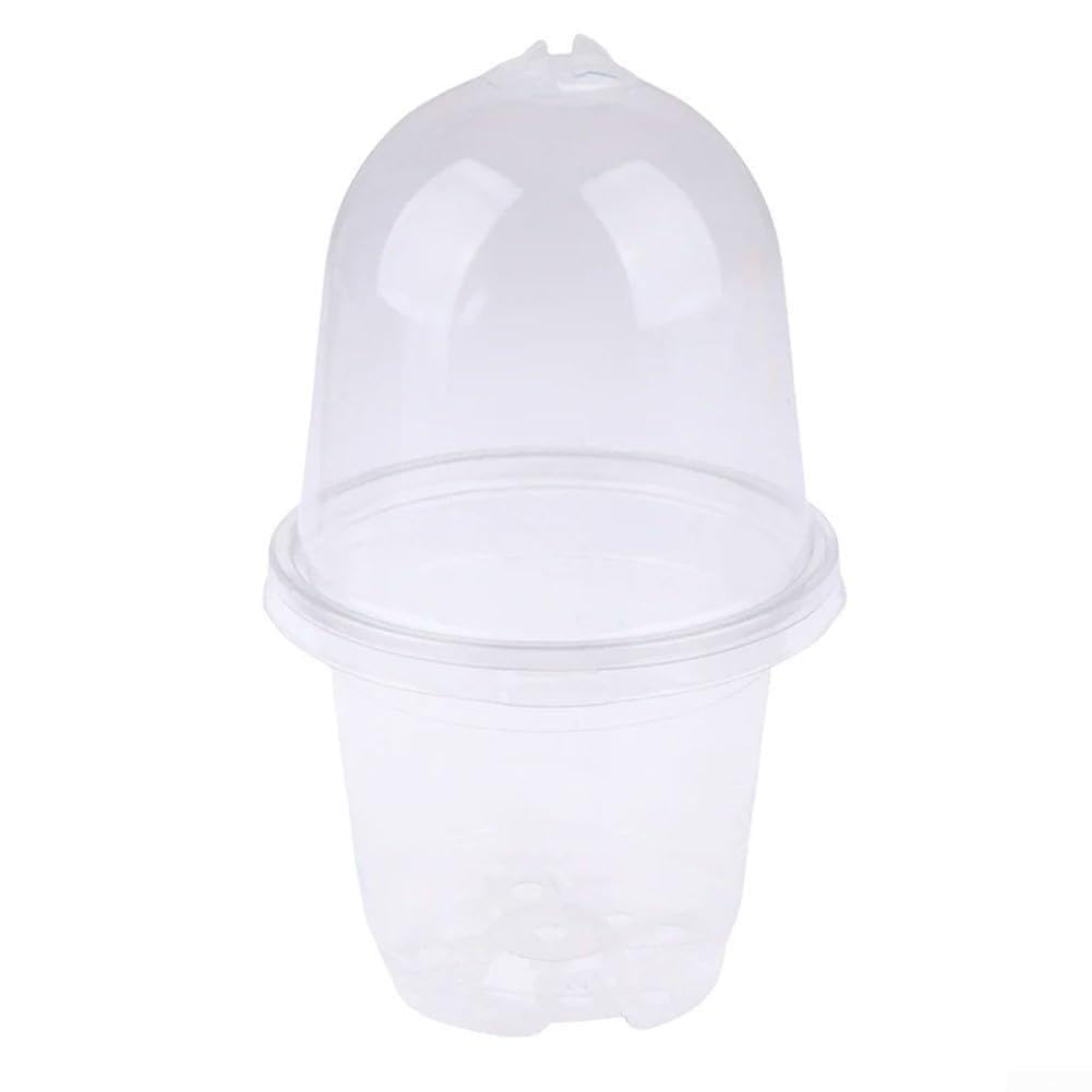 10 Pack Clear Plastic Nursery Pots with Humidity Dome Tray, Starter Trays for Plant Propagation Station, Gardening Cuttings and Young Plants,