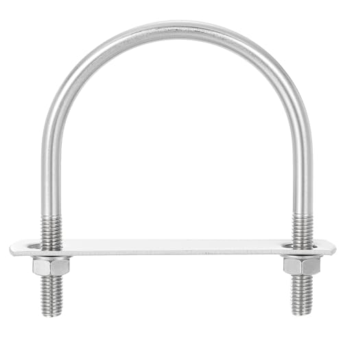 Image of uxcell Round U-Bolts, 4 Sets 92mm(3.62 inch) Inner Width 115mm Length M8 304 Stainless Steel U Clamp Bolt with Nuts and Plates, for Boat Trailer