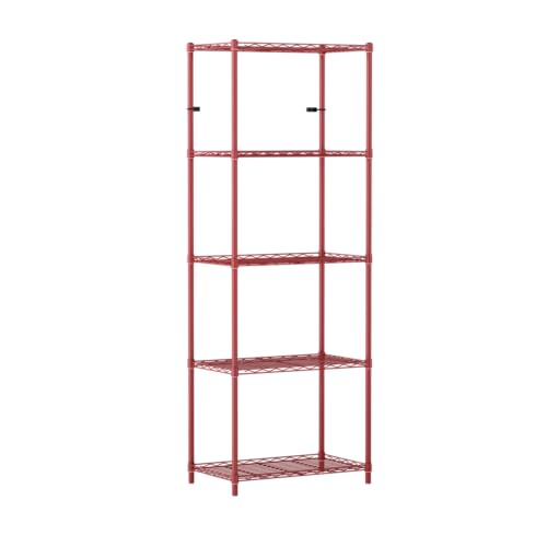 Image of 5-Shelves Wheels Heavy Duty Steel Storage Rack | Multipurpose Shelving Unit for Kitchen, Home & Utility