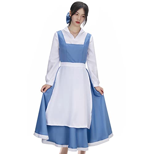 LIKUNGOU Beauty Costume Maid Blue Dress Women Girls Outfit with Bow Halloween Cosplay Party Suit Accessories (XX-Large) - Image 2