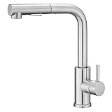 küchenarmatur ausziehbar und schwenkbar 𝙕𝙬𝙚𝙞 𝙒𝙖𝙨𝙨𝙚𝙧𝙨𝙩𝙧𝙖𝙝𝙡𝙖𝙧𝙩𝙚𝙣: Die küchenarmatur mit brause mit Umschaltfunktion, sie direkt am Knopf am Wasserauslauf zwischen weichem Wasserfluss und Brausestrahl wechseln. Der eignet sich dabei ideal zum schonenden Abspülen von Obst und Gemüse.