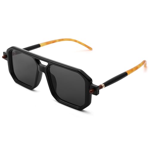 Pro Acme Vintage Aviator Sunglasses for Women Men，Classic Retro 70s Flat Square Stylish Frame UV400 Sunglasses