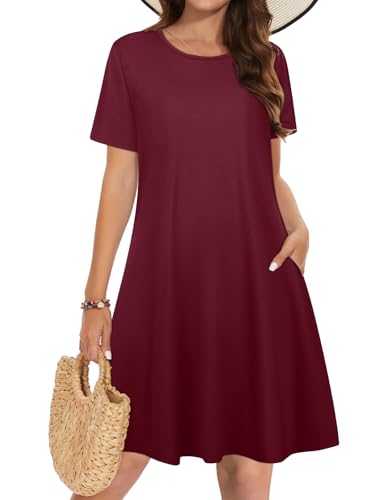 Image of Summer Dresses for Women Casual Tshirt Short Sleeve Floral Sundress Beach Cover Ups with Pockets 2026