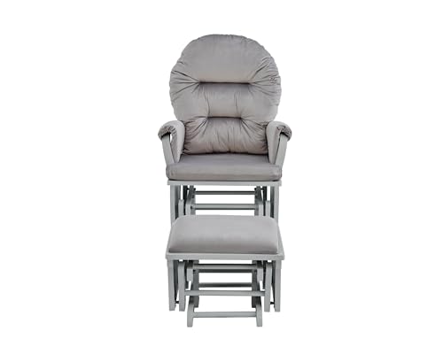 Image of Suite Bebe Madison Nursery Rocking Chair with Ottoman, Wooden Glider for Baby Nursing, Smooth Gliding Rocker, Grey and Light Grey