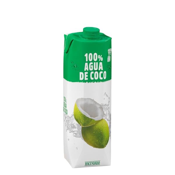 Hacendado Eau de Coco 100% Naturelle, Sans Sucres Ajoutés, 1L, Pack de 6