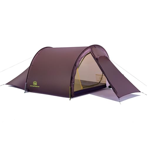 WindQuester Backpacking Ultralight 2Person Tunnel Tent, 2.89lbs, Double Silicone-Coated Fabric, Compact 3-Season Tent – Wine Brown