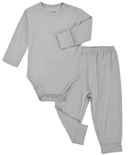 Image of Aablexema Baby Bodysuit and Pant Set Rayon - Unisex Infant Long Sleeve Bodysuit & Pant Clothes Set