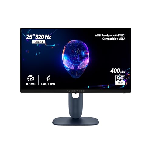 Image of Alienware AW2525HM 25 inch Gaming Monitor|FHD 320Hz Fast IPS|0.5ms GTG|NVIDIA G-Sync+AMD FreeSync Premium|Esports Grade Smooth Gameplay|Height Tilt Swivel Pivot|400nits|Sleek Black Design|DisplayPort+HDMI