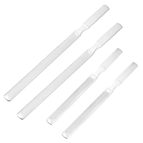 LIFKOME Limas de Uñas de Acero Inoxidable 4 Piezas, Juego de Limas de Manicura y Pedicura de Cuatro y Doble Cara (13 Cm y 18 Cm), Herramienta para Lijar y Pulir Uñas Naturales y Postizas