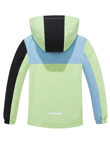 Image of NATUST Boys Girls Lightweight Rain Jacket Mesh Lined Hooded Raincoat Water-Resistant Windbreaker for Kids