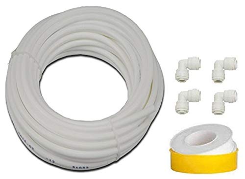 Nandi HomeZ 10 Mtrs. 3/8" White RO Pipe with 4 Pcs. 3/8" x3/8" Quick Connect Push Fit Type Elbow Connectors & Teflon Tape-image-5