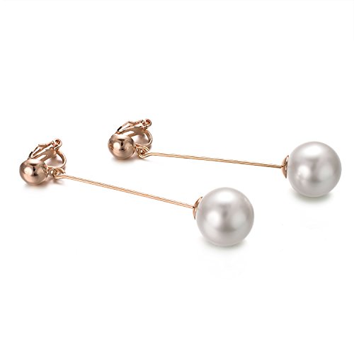 Yoursfs Long Bar Clip-ons Earrings for Women Gold Color Non Pierced Ears Simple Threader Earrings