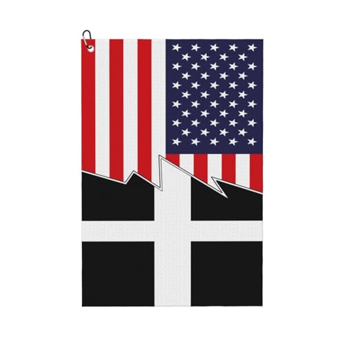 MCSVCH Cornwall & America Golf Towel 24"x16" with Carabiner