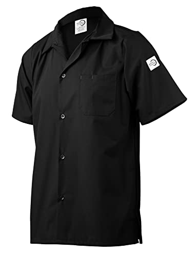 Image of Mercer Culinary M60200BKM Millennia Unisex Cook Shirt with Wicking Mesh Back, Medium, Black