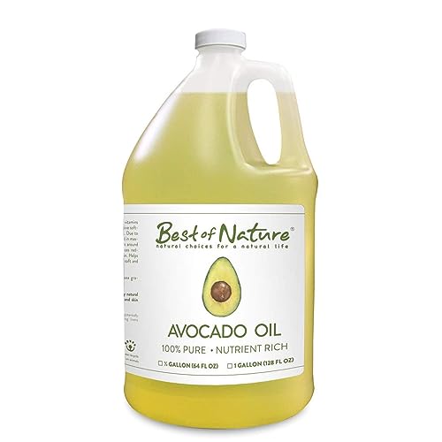Best of Nature 100% Pure Avocado Oil – Natural Massage Oil, Moisturizing Body & Hair Oil, Unscented Skincare & Carrier for Essential Oils, Gallon (128 Fl Oz)