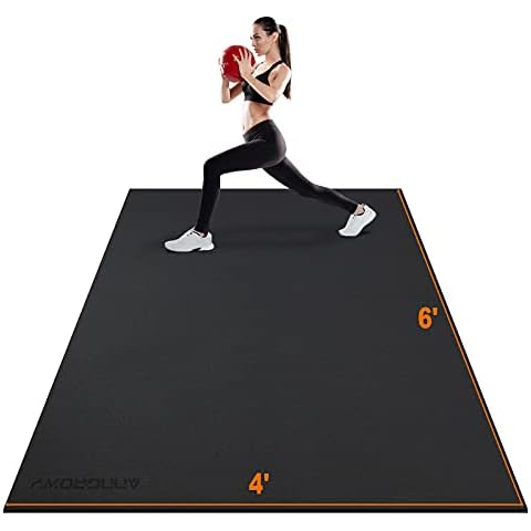 Large Exercise Mat 6'x4'x7mm Workout Mats for Home Gym Mats Gym Flooring Rubber Workout Mat Fitness Mat Large Yoga Mat Cardio Mat for Weightlifting, Jump Rope, MMA, Stretch, Plyo, Pilates, Non-Slip Cover