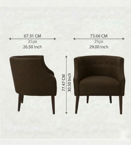 Image of Velum 3 Seater Sofa for Living Room & Office | Premium Fabric Upholstery | Solid Wood Frame | Comfortable Seating | 3 Years Warranty (Dark Brown, Chair)