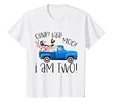 Kids Oink Baa Moo I Am Two Farm Animals Blue Truck Birthday Boy T-Shirt