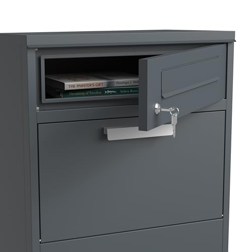 DEGAMO Paketbox Briefkasten Bremen 50x38x112cm, Stahl anthrazit RAL 7016, stehend, wasserdicht