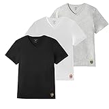 ED HARDY 3-Pack Men's Fitted T-Shirts - Plain Micro Modal Short Sleeve V-Neck Classic Fitted Tees - Mens Shirts, Casual Tshirts, Gym/Work Clothes, Black/White/Grey, Medium