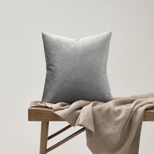 Image of GIGIZAZA Decorative Throw Pillow Covers 16x16,Deep Grey Square Couch Pillow Covers,Velvet Sofa Boho Cushion Pillows