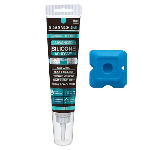 Black Silicone Sealant & Caulk Tube with Finishing Tool – Weatherproof, Flexible, Strong Adhesion for Bathroom, Roof, Window, and Automotive Sealing