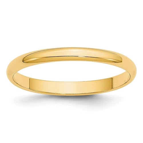 14k Yellow Gold 2.5mm Lightweight Half Round Shape Bridal Engagement Wedding Band Ring Fine Jewelry For Women Gifts For Her