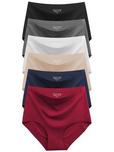 Image of Cuweni Womens Underwear Seamless High Waisted Briefs No Show Panties 6 Pack