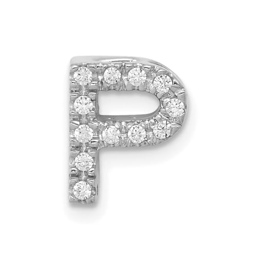 Abalorio con inicial de diamante de 14 quilates en oro blanco a elegir y B C D E F G H I J K L M N O P R S T V W, Oro blanco, Diamante