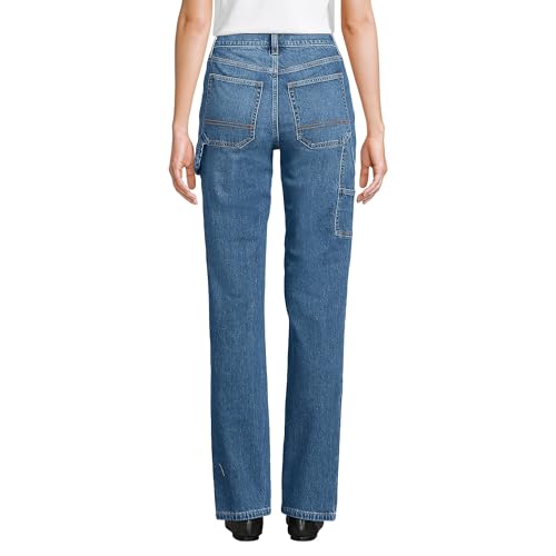 Lands' End Women's Soft Denim High Rise Rail Straight Leg Utility Jeans2