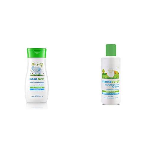 Image of Mamaearth Gentle Cleansing Baby Shampoo : New Borns, Babies And Kids (0-5 Years).200Ml&Mamaearth Nourishing Baby Hair Oil, With Almond & Avocado Oil - 200 Ml