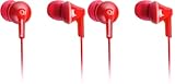 Panasonic RP-HJE125-R In-Ohr-Kopfhörer - DREI Paar Pass-Stücke, 10-24.000 Hz, 1,1 m Kabel, rot (Packung mit 2)