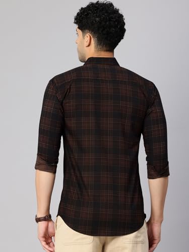 Image of Majestic Man Men's Pure Cotton Cargo Checkered Shirt with Dual Flap Pockets - Slim Fit | Full Sleeve | Casual Wear | Trendy & Comfortable